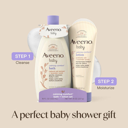 Aveeno Baby Calming Comfort Bath + Lotion Set, Baby Skin Care Products, 2 Items