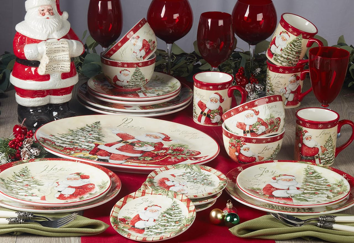 Certified International 89127 - Vajilla (16 piezas, 4 piezas, talla única), diseño de deseos navideños