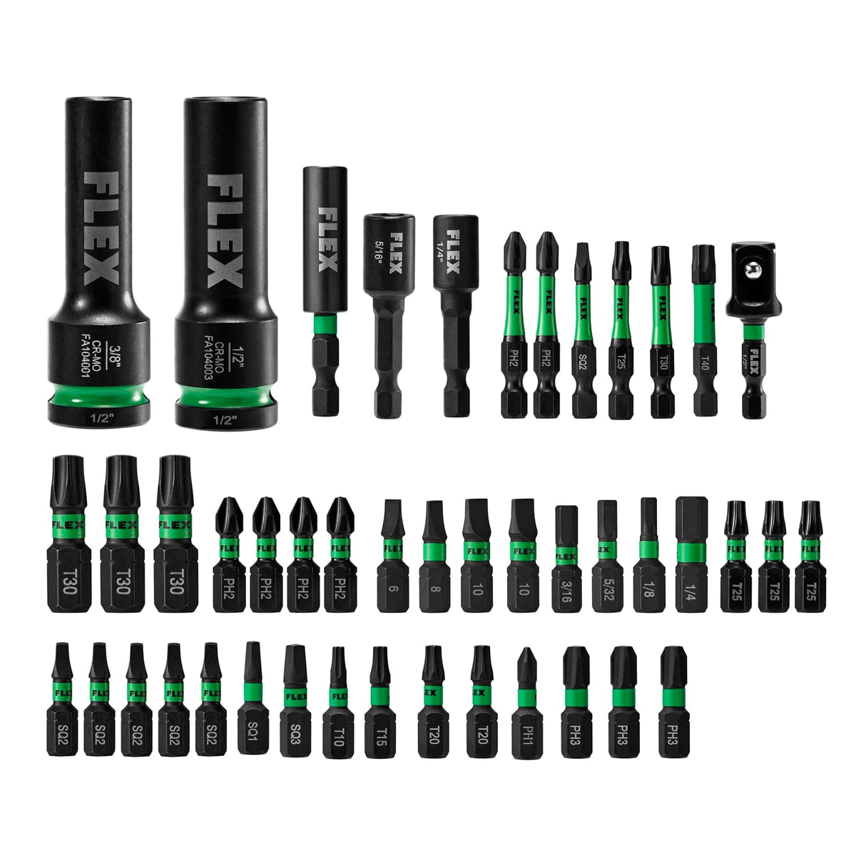 FLEX STACK PACK IMPACKS Juego de brocas de impacto de 45 piezas, FAM10103-45