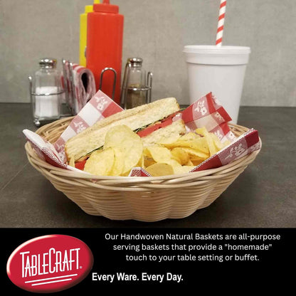TableCraft Products C1175W Basket, Round, Natural, 8.5" x 2.25" (Pack of 12)