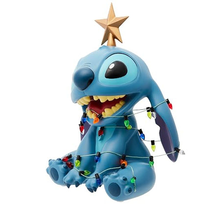 Enesco Disney Showcase Stitch Envuelto en Luces de Navidad Figurilla, 7.5 Pulgadas, Multicolor