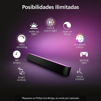 Philips Hue Barras Inteligentes Play Luz Multicolor LED - Paquete de 2 Compatible con Alexa