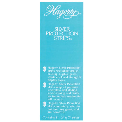 Hagerty - Tiras de protección de plata, tiras de prevención del deslustre para cajas de joyería y almacenamiento cerrado, fabricadas en Estados Unidos, certificado Kosher, paquete de 8, 2 x 7 pulgadas
