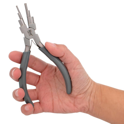 The Beadsmith Alicates para bucles de alambre: Crea bucles y anillos de salto en 6 tamaños (de 2 a 9 mm), 140 mm de largo, cabeza de acero pulido y mango cómodo de PVC.
