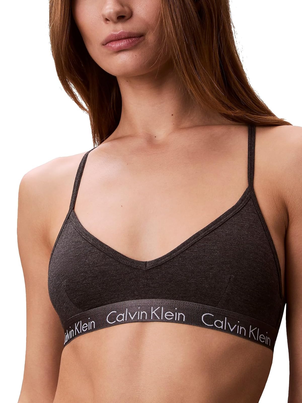 Calvin Klein Bralette de Algodón con Forro Ligero - Gris Carbón jaspeado - XS