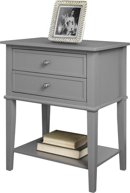 Ameriwood Home Franklin Accent Table with 2 Drawers, Gray