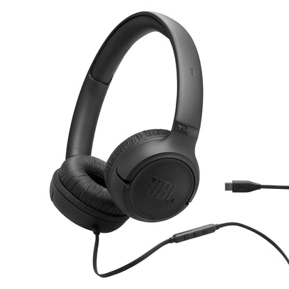 JBL Tune 530C Audífonos con Cable USB-C, Sonido JBL Pure Bass, Blanco - Negro
