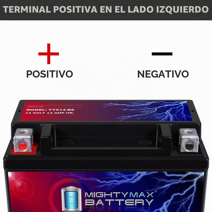 Mighty Max Battery YTX14-BS - 12 voltios 12 AH, 200 CCA, batería recargable sin mantenimiento SLA AGM para motocicleta