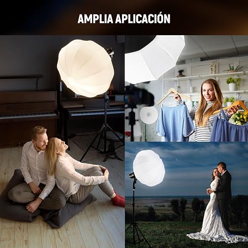 NEEWER 65cm Softbox Linterna, Difusor de Luz de 360° de Liberación Rápida Softbox con Bowens Mount con Aleación de Nylon para RGB CB60 CB60B CB200B MS60B MS60C MS150B Luz de Video LED Continua, NS26L