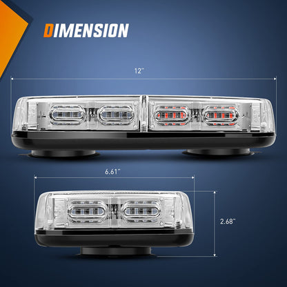 Nilight Luz Estroboscópica de Advertencia 48-33AW, 12 in, 48 LED, Rojo/Azul, Montaje Magnético, 12-24 V