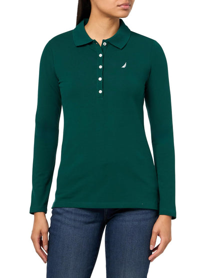 Nautica Polo de Manga Larga para Mujer - G - Bosque