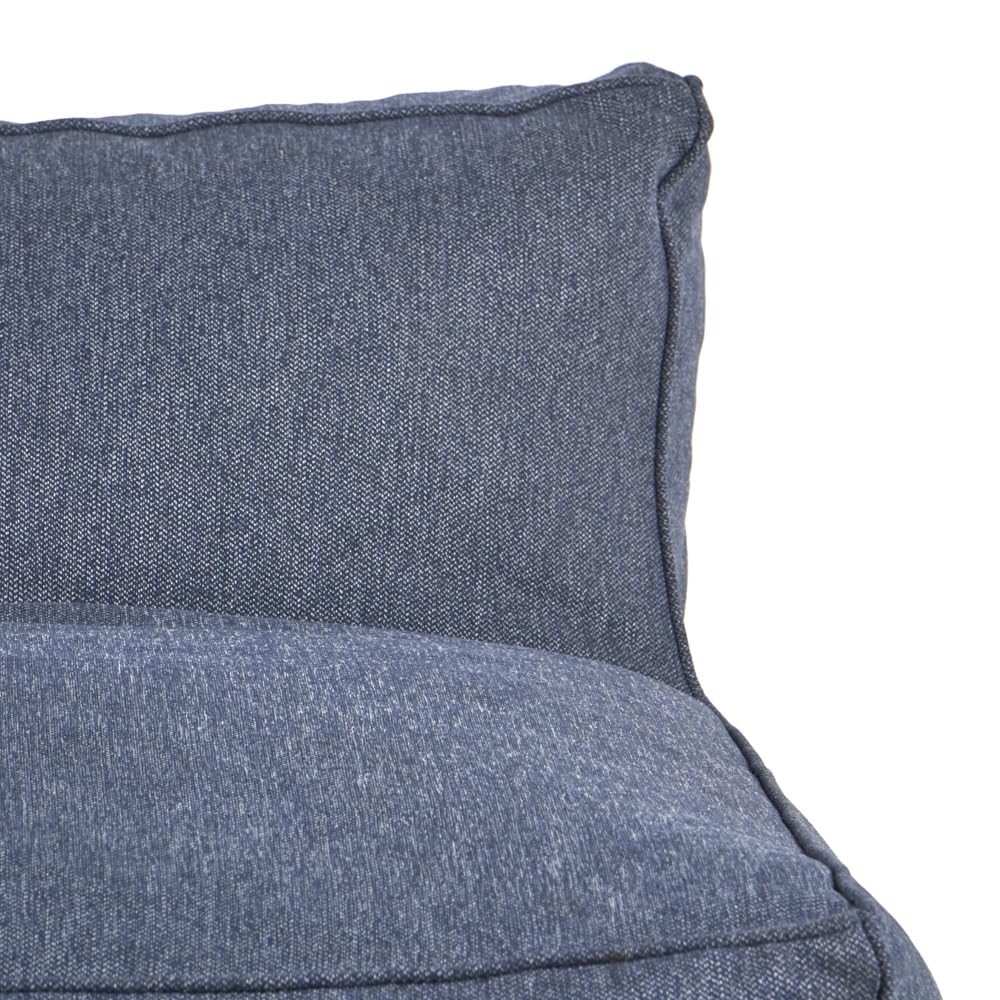 Sochic Sofá Puff de 2 Plazas Tapizado en Tela Resistente Azul Marino con Relleno de Microperlas