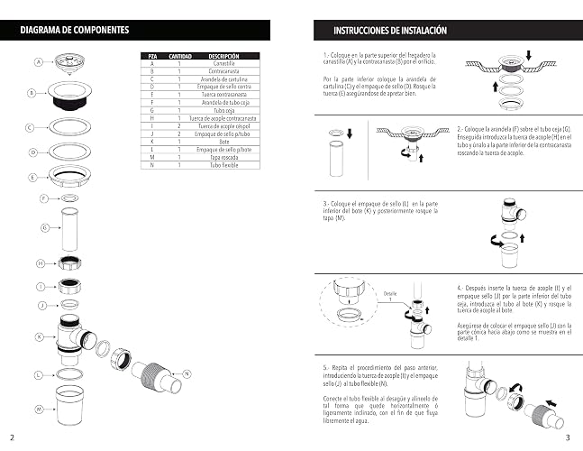 Dica 3730CB Céspol Flexible Bote Grande con Contracanasta para Fregadero, Trampa para Tarja con Tubo Flexible, Desagüe para Cocina, Plástica