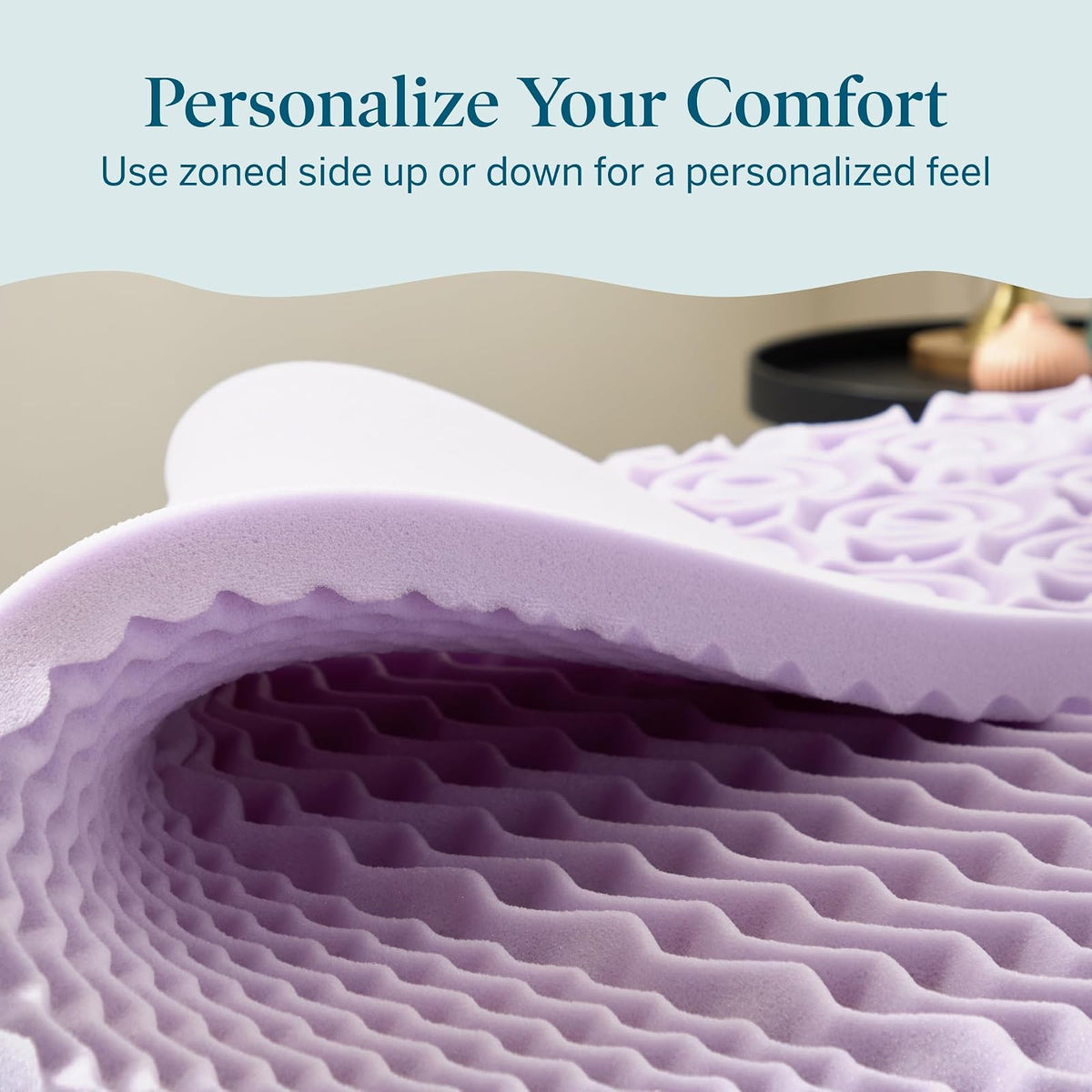 Lucid - Colchoneta de Memory Foam con Infusión de Lavanda - Sobrecolchón de 5 Zonas de 5 cm - Topper para Colchón - Sensación Suave y Acolchada - Alivia Puntos de Presión - California King
