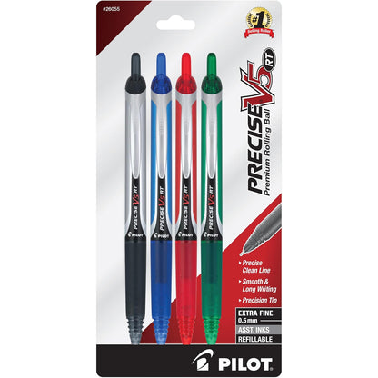 Pilot Precise V5 RT 26055 Bolígrafos retráctiles, punta extra fina de 0.5 mm, paquete de 4