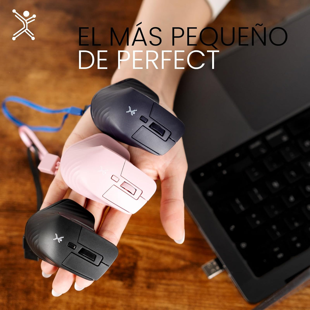 PERFECTCHOICE Mini Ratón Recargable Conexión Dual 2.4 GHz y Bluetooth Pixie (Azul)