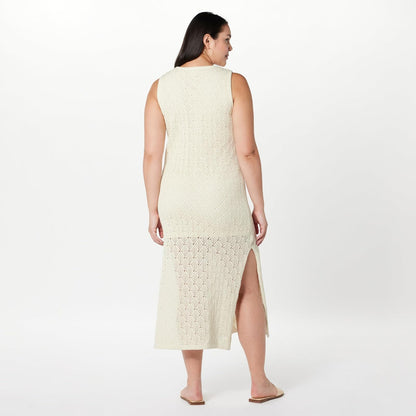The Drop Ritu - Vestido Largo de Ganchillo para Mujer, Color Blanco Whisper, XS