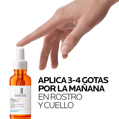 La Roche-Posay Pure Vitamin C12 Oil Control Serum Antioxidante 30ml | Para Piel Mixta a Grasa, Controla el Brillo, Unifica el Tono, Reduce Exceso de Sebo, con Ácido Salicílico