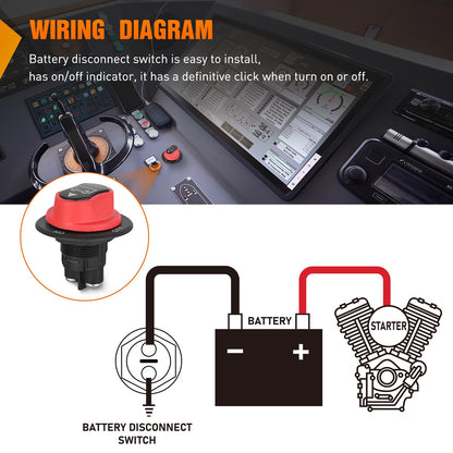 Nilight - Interruptor de desconexión de batería 50 A, aislador de desconexión maestra de 12 V-48 V, interruptor de corte de encendido, impermeable, resistente para barco, coche, RV, ATV, UTV, yate, 2
