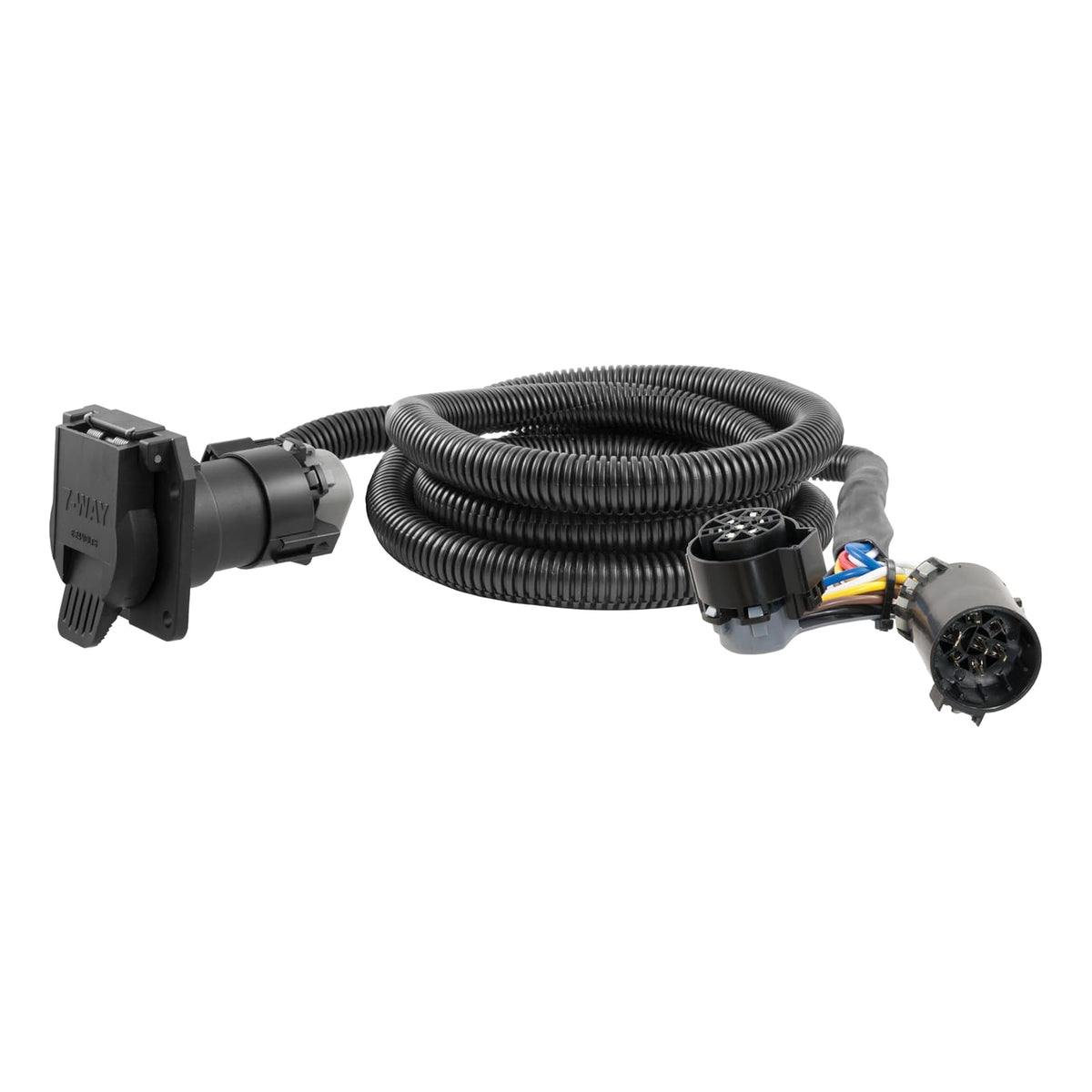 CURT 56070 Extensión de Arnés de Cableado para Remolque de 7 Pies, 7 Pines, Negro