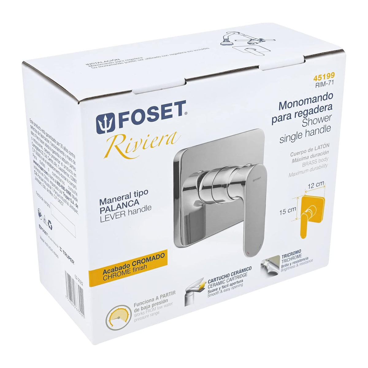 Foset Riviera RIM-71, Monomando para regadera, cromado, Riviera