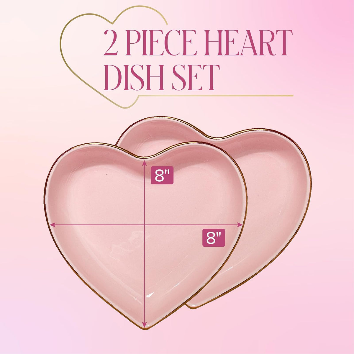Paris Hilton Juego de 2 Platos de Corazón de 20,32 cm Gres