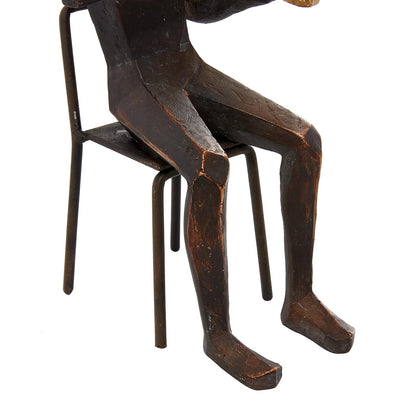 Deco 79 Polystone - Escultura Decorativa para músico, decoración del hogar, estatuas con Instrumentos Dorados, Juego de 4 Cifras Decorativas de 5 Pulgadas de Ancho, 8 Pulgadas de Alto, café