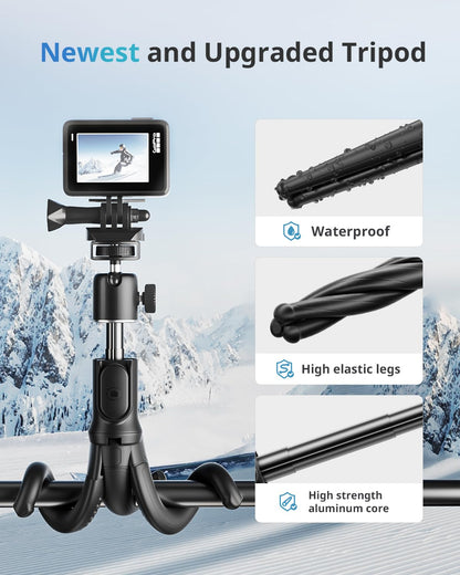 UBeesize - Trípode Extensible para teléfono, trípodes Flexibles con Control Remoto, Palo Selfie 3 en 1 con Soporte Gopro, Soporte para iPhone para grabación, volgging, transmisión en Vivo Apto para