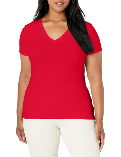 Nautica Playera de algodón elástico súper Suave con Cuello en V fácil Comodidad Camiseta para Mujer