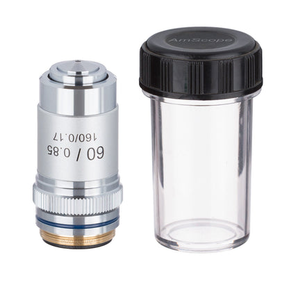 AmScope A60X 60X lente de microscopio acromático, gris