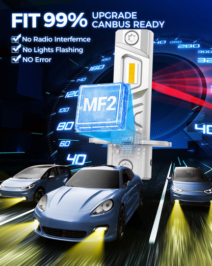 Marsauto Foco Antiniebla LED H3 MF2 | Amarillo, 12000 lm, 3000 K, chips CSP 2024, paquete de 2