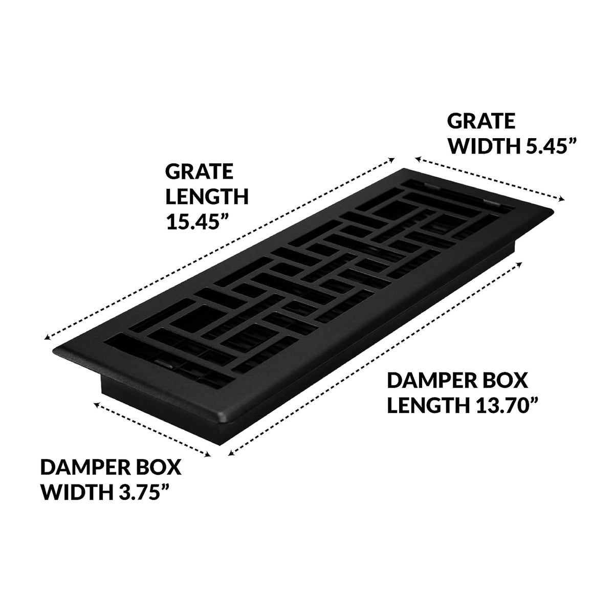 Decor Grates AJH414-BLK - Registro Oriental de Piso, Color Negro