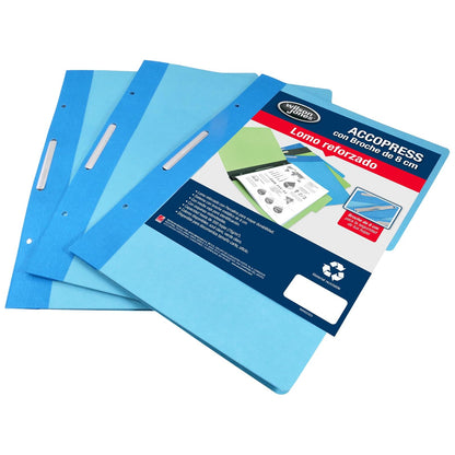 Wilson Jones Carpeta Reforzada con Broche Acopress, Oficio, 300 Hojas, Azul, 120 Piezas