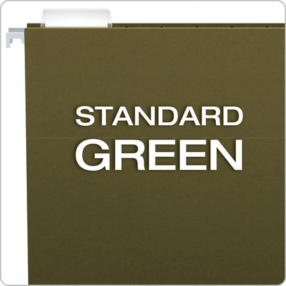 Pendaflex Essentials Hanging Folders, Letter Size, 1/5 Cut Tabs, Standard Green, 25 per Box (81602)