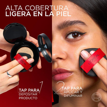 L'Oréal Paris Infallible 24h Fresh Wear Base de Maquillaje en Cushion, Alta Cobertura con Acabado Mate, 24H Larga Duración y Control de Brillo, Tono 20