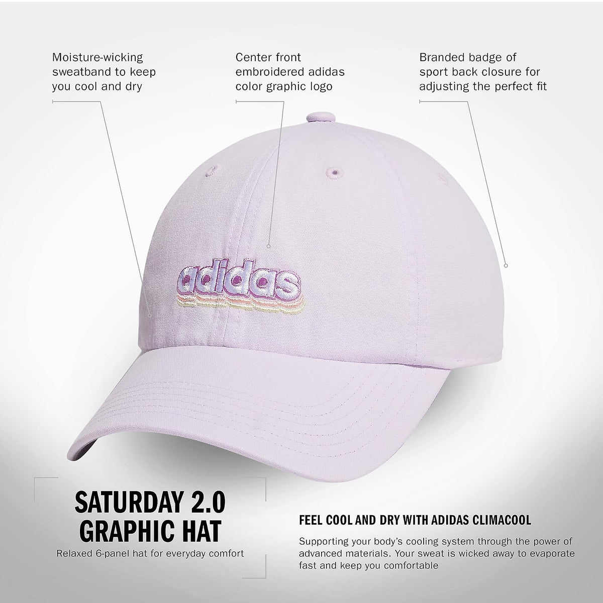 adidas Women's Saturday Hat, Relaxed Fit Athletic Adjustable Cotton Baseball Cap Gorra de béisbol Mujer