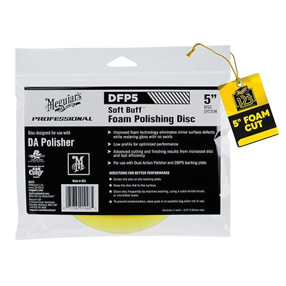 Meguiar's Soft Buff Disco de Pulido de Espuma DA DFP5, Amarillo, 13 cm