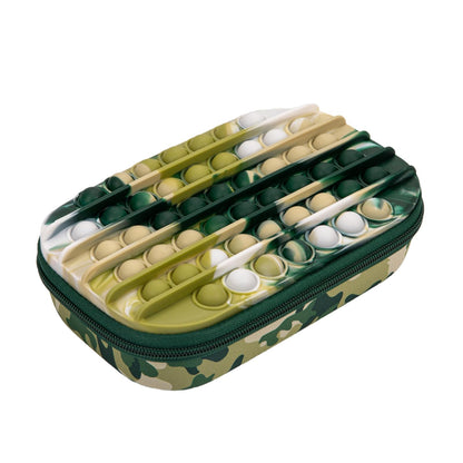 ZIPIT POP Estuche para lápices para niños | Caja Sensorial de Silicona Push It | Estuche de gran capacidad para niños y niñas - Verde camuflaje