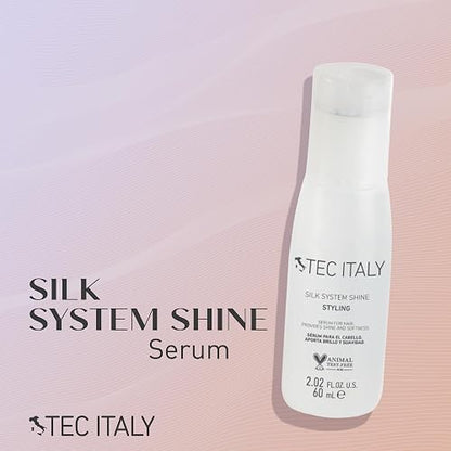 TEC ITALY Silk System Shine Sérum Control Frizz Protección Calor 60 ml | Suaviza, controla frizz y protege del calor. Con aceite de jojoba. Acabado sedoso, brillante y manejable.