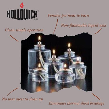Hollowick Velas líquidas desechables, 36 horas, para uso en portavelas votivas de vidrio, luces de mesa de boda, cierres resistentes a los niños, 24 piezas, aceite combustible transparente HD36