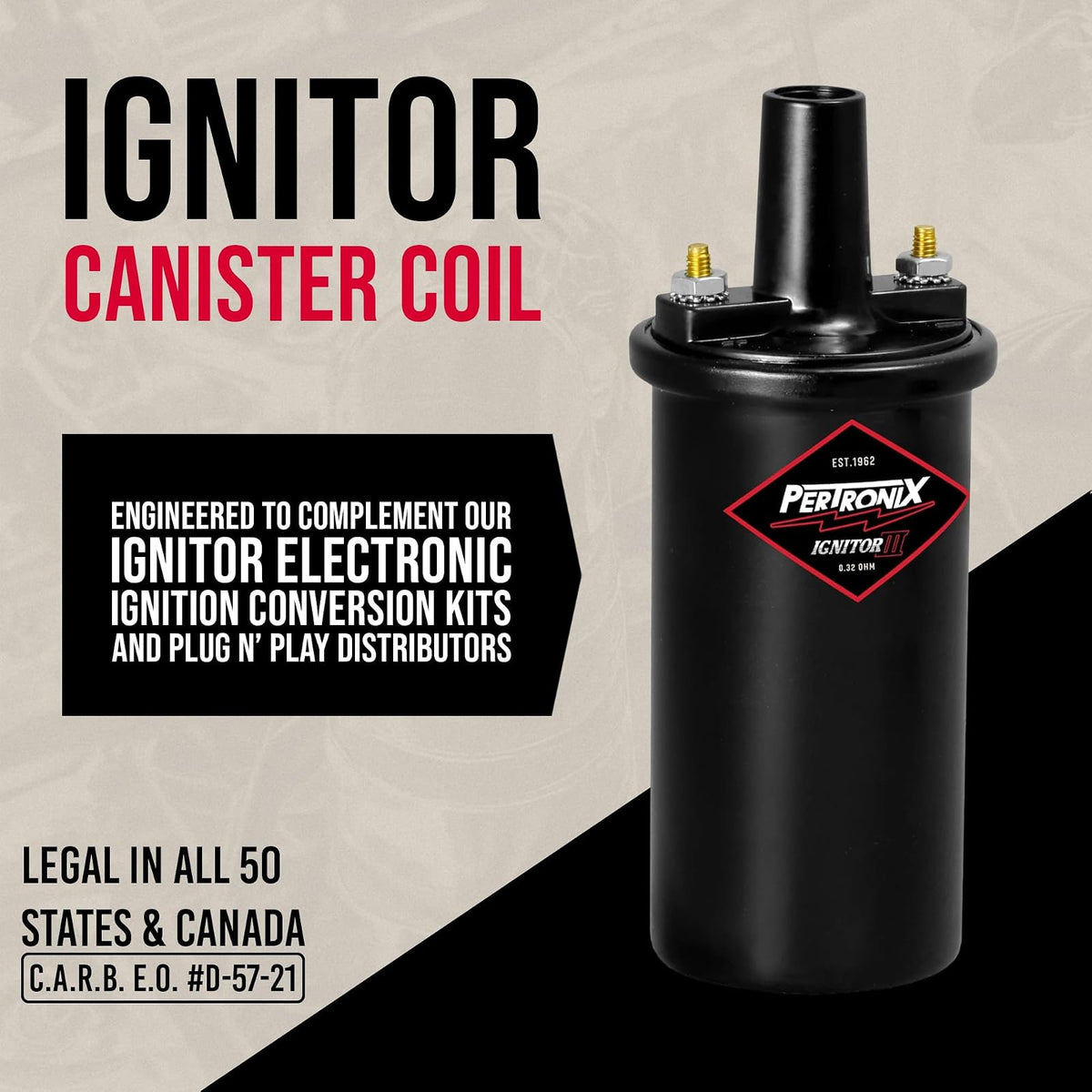Pertronix Bobina de Encendido Flamethrower III 44011, 45,000 V, 0.32 ?, 12V, Negro