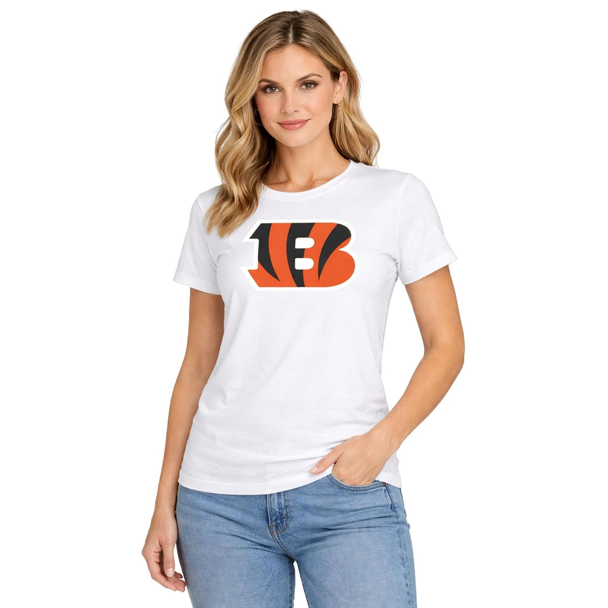 Playera NFL Cincinnati Bengals - Básica de Aficionado, 100% Algodón - XL - Blanco