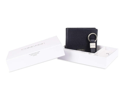 Calvin Klein portafolios plegable minimalista RFID de piel para hombre, marino, Talla única