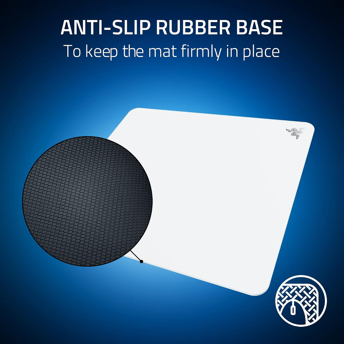 Razer Atlas - Alfombrilla de mouse gaming de cristal templado: superficie ultra suave micrograbada, color blanco