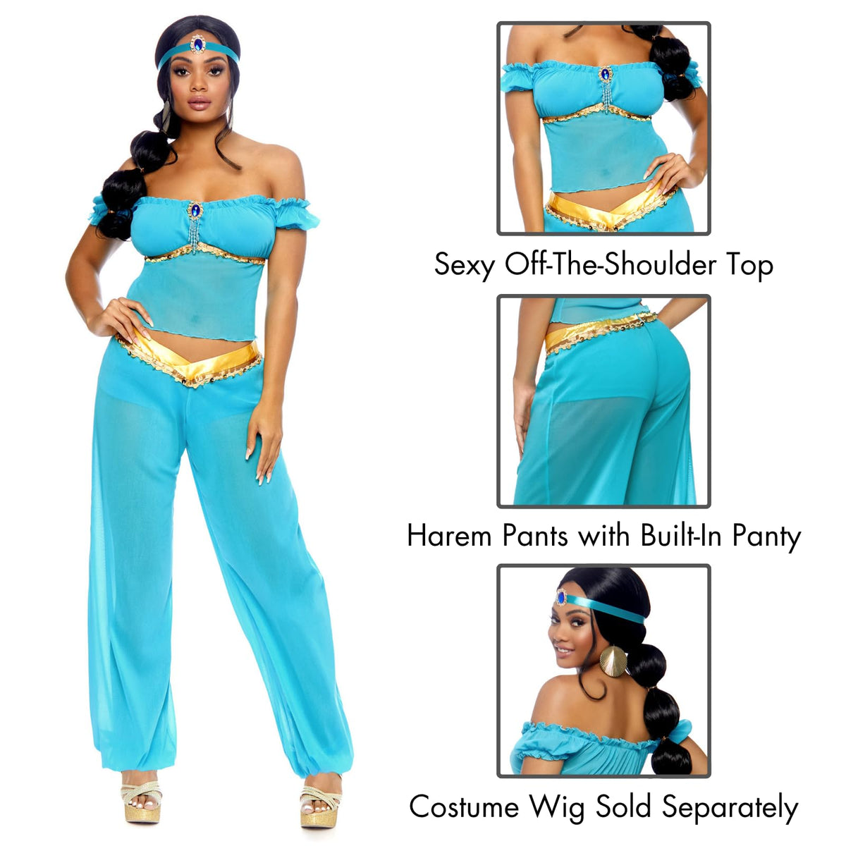 Leg Avenue - Disfraz de Princesa árabe de 3 Piezas para Mujer, Turquoise, S
