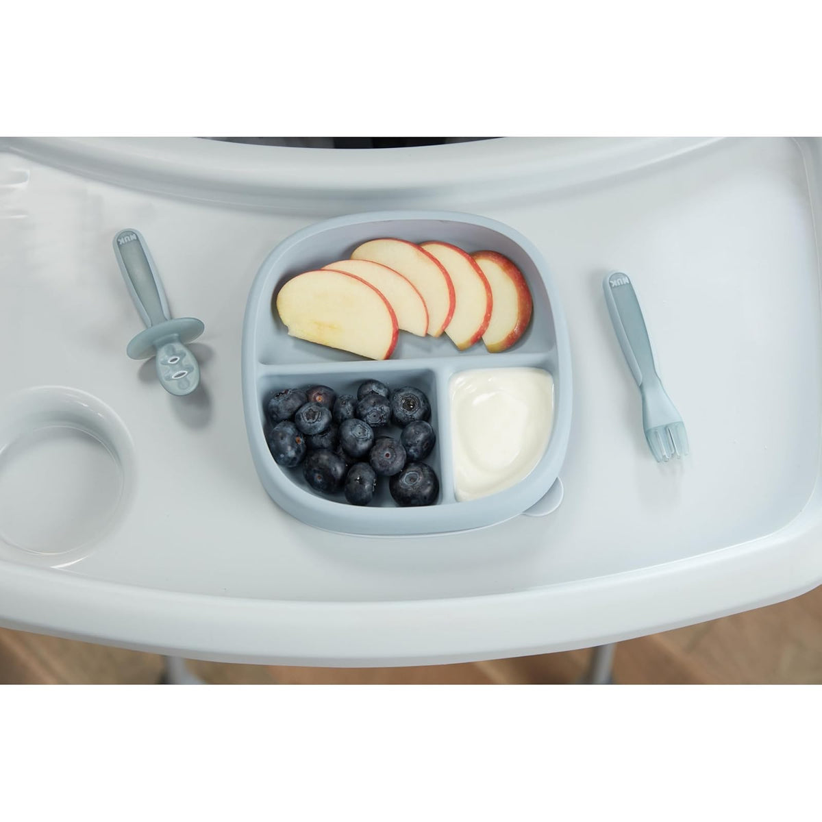 NUK for Nature Placa y tapa de ventosa, tapa a prueba de fugas, microondas, congelador y estante superior apto para lavaplatos, última intervensión de BPA y látex, paquete de 1