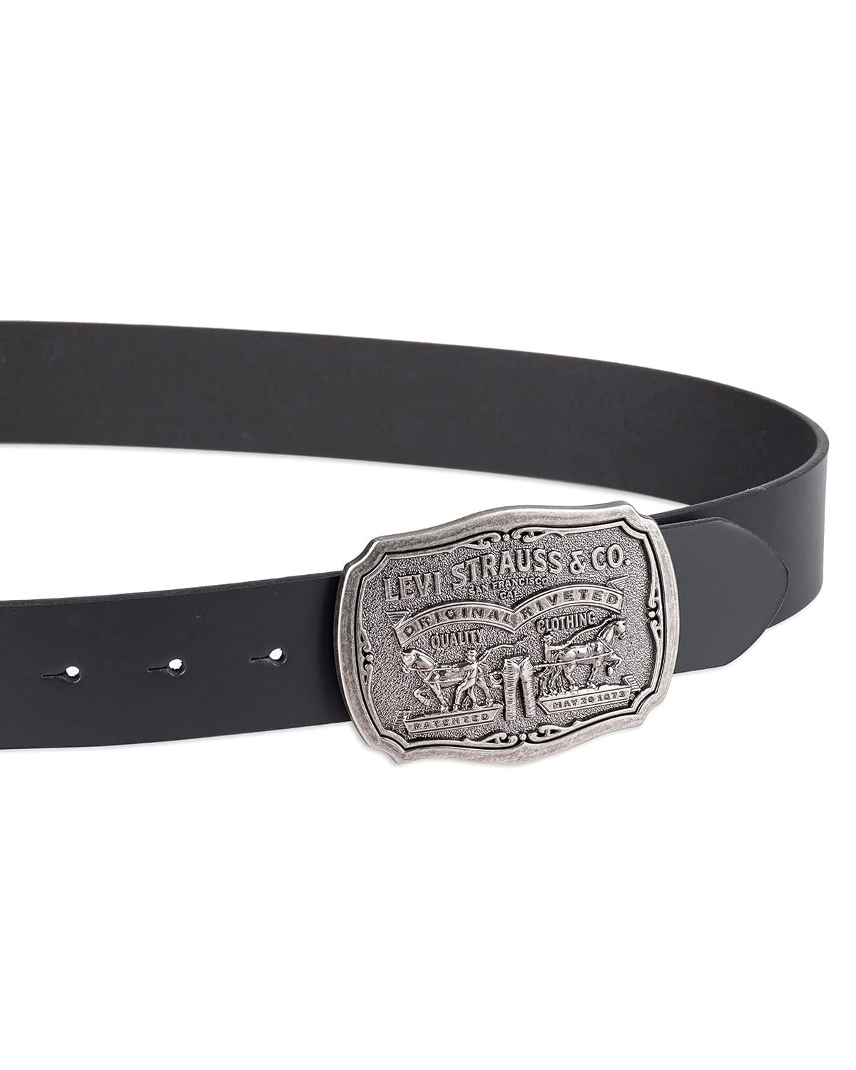 Levi's Cinturón de piel para hombre con hebilla de placa