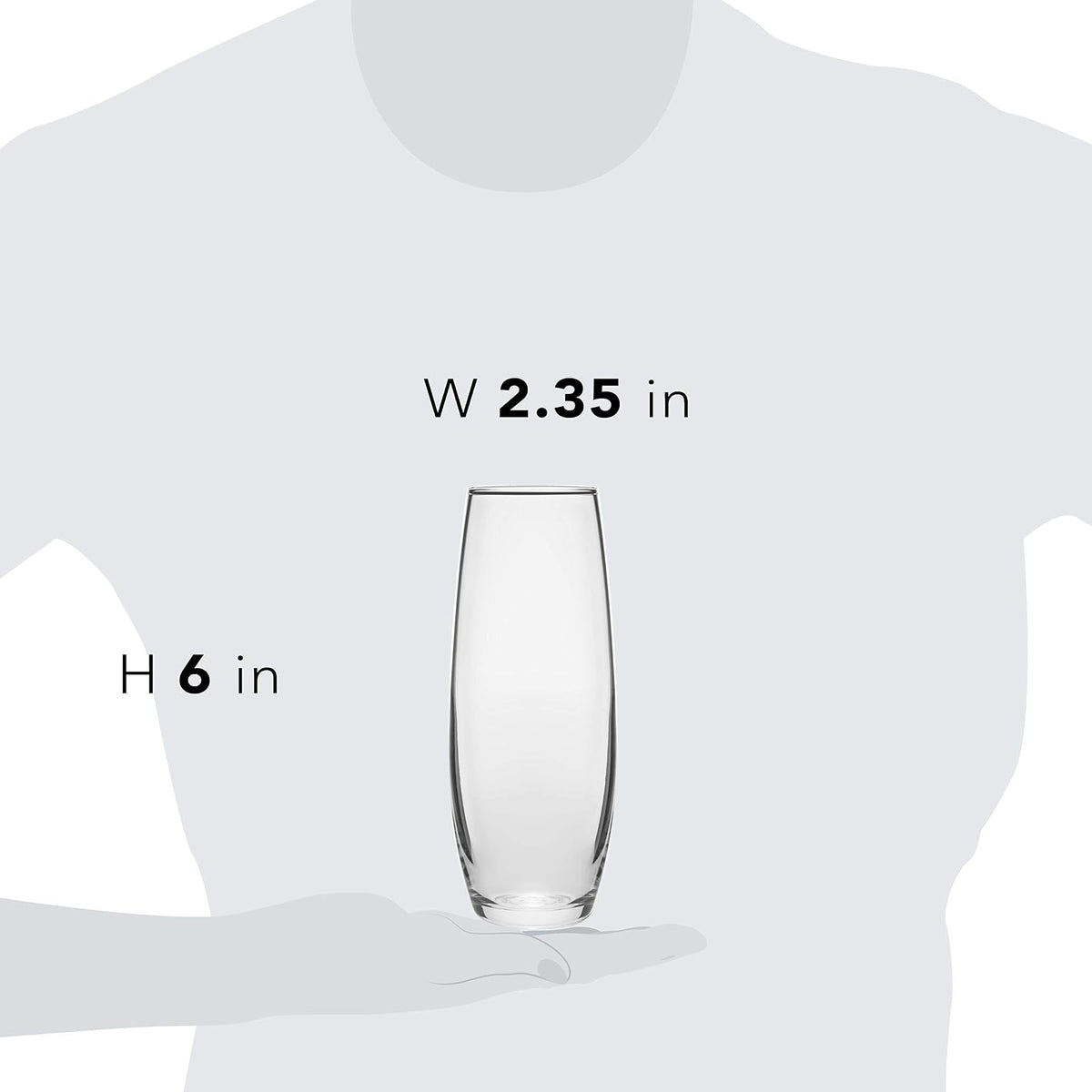 Libbey Juego de 6 Copas Flauta de Vidrio Stemless de 283 ml