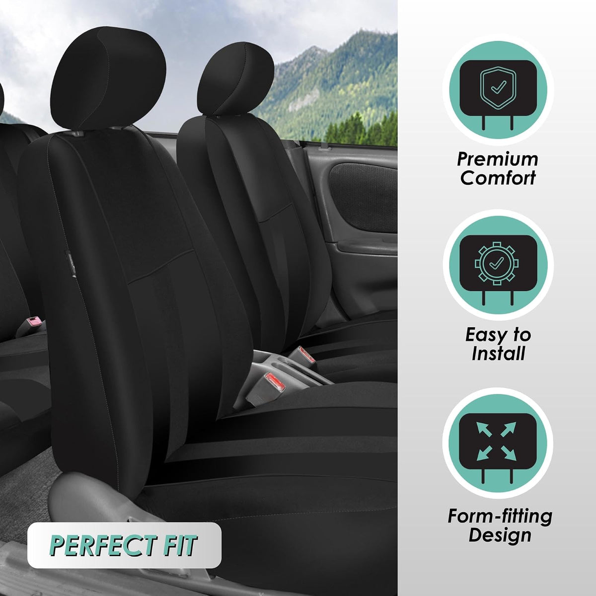 FH Group - Fundas de Asiento de Automóvil a Rayas, Ajuste Universal, Respaldo bajo y Delantero, compatibles con Bolsas de Aire, Fundas de Asiento Lavables para Automóviles, SUV, Furgonetas, sedanes, Color