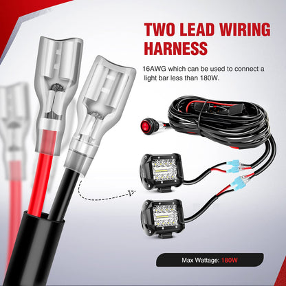 Nilight ni-wa 06 LED barra de luz (af2312 V fusible de 40 amp relé interruptor de encendido/apagado), juego de cables KIT-2 Leads